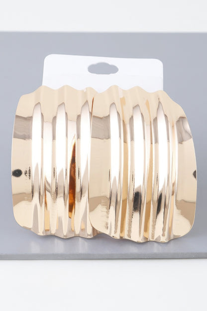 Shiny Ribbed Curve Earrings - Tigbul's Variety Fashion Shop