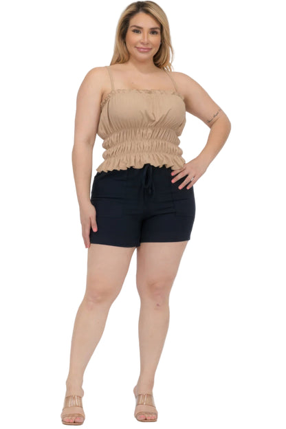 Plus Size Tiered Shirred Body Crop Top - Tigbul's Variety Fashion Shop