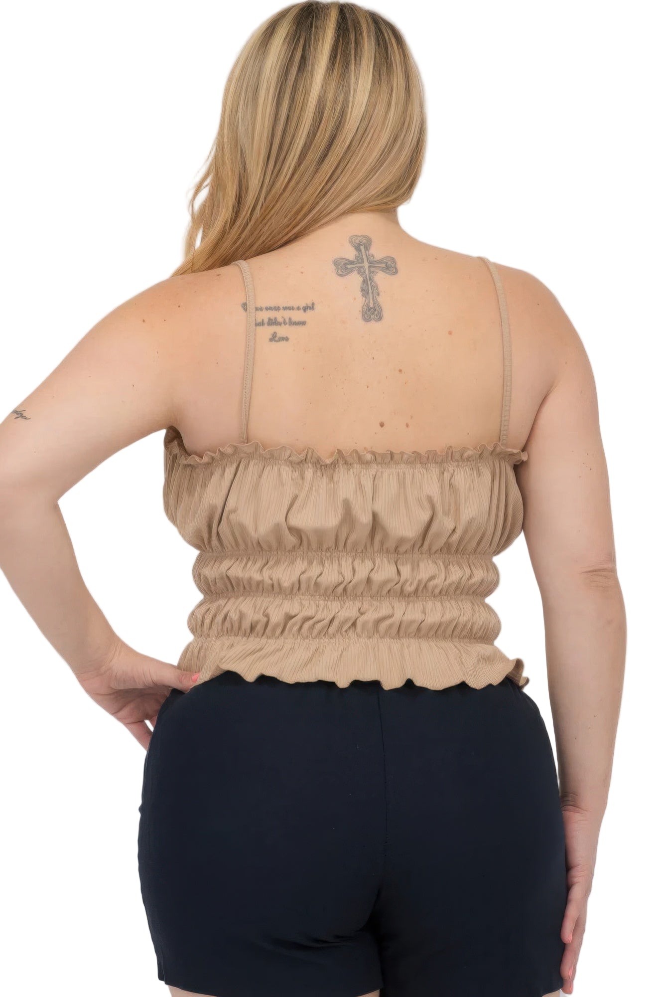 Plus Size Tiered Shirred Body Crop Top - Tigbul's Variety Fashion Shop