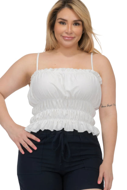Plus Size Tiered Shirred Body Crop Top - Tigbul's Variety Fashion Shop
