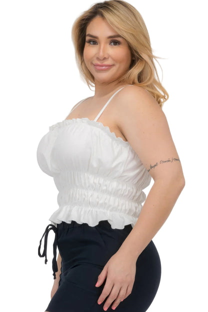 Plus Size Tiered Shirred Body Crop Top - Tigbul's Variety Fashion Shop