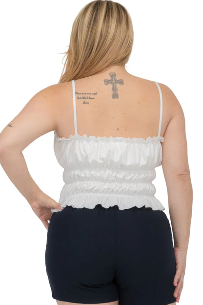 Plus Size Tiered Shirred Body Crop Top - Tigbul's Variety Fashion Shop