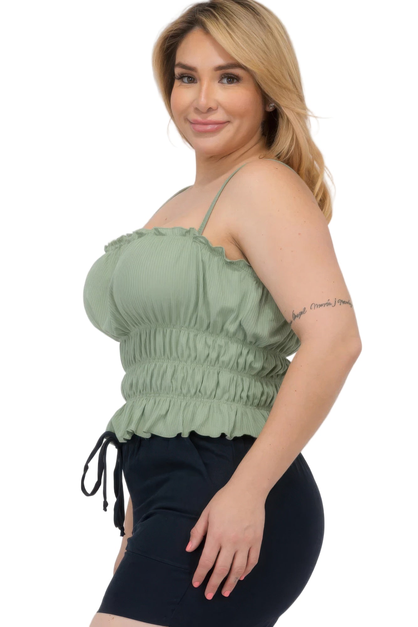 Plus Size Tiered Shirred Body Crop Top - Tigbul's Variety Fashion Shop