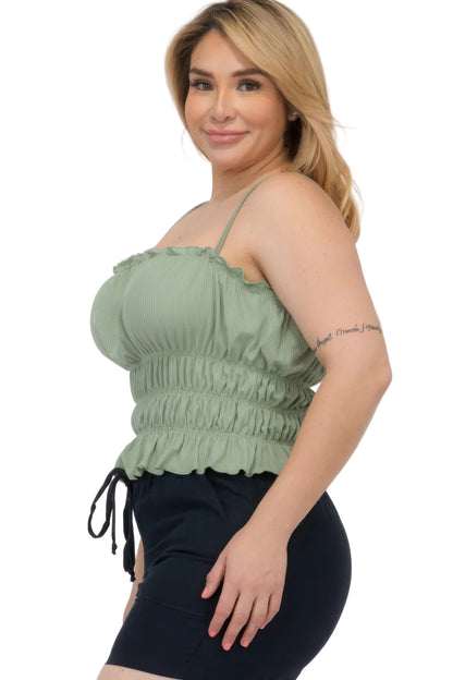 Plus Size Tiered Shirred Body Crop Top - Tigbul's Variety Fashion Shop