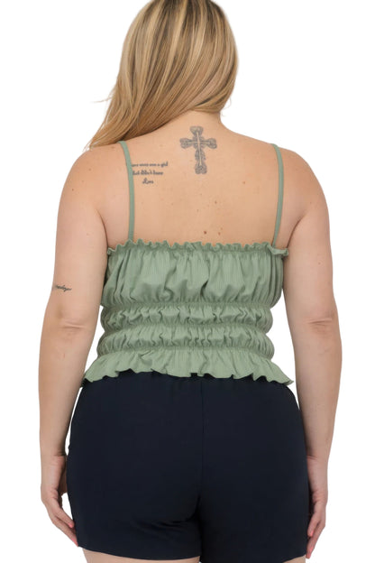 Plus Size Tiered Shirred Body Crop Top - Tigbul's Variety Fashion Shop