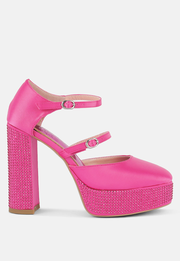 Shiver Rhinestones Embellished Platform Mary Jane Sandals - Tigbul's Variety Fashion Shop