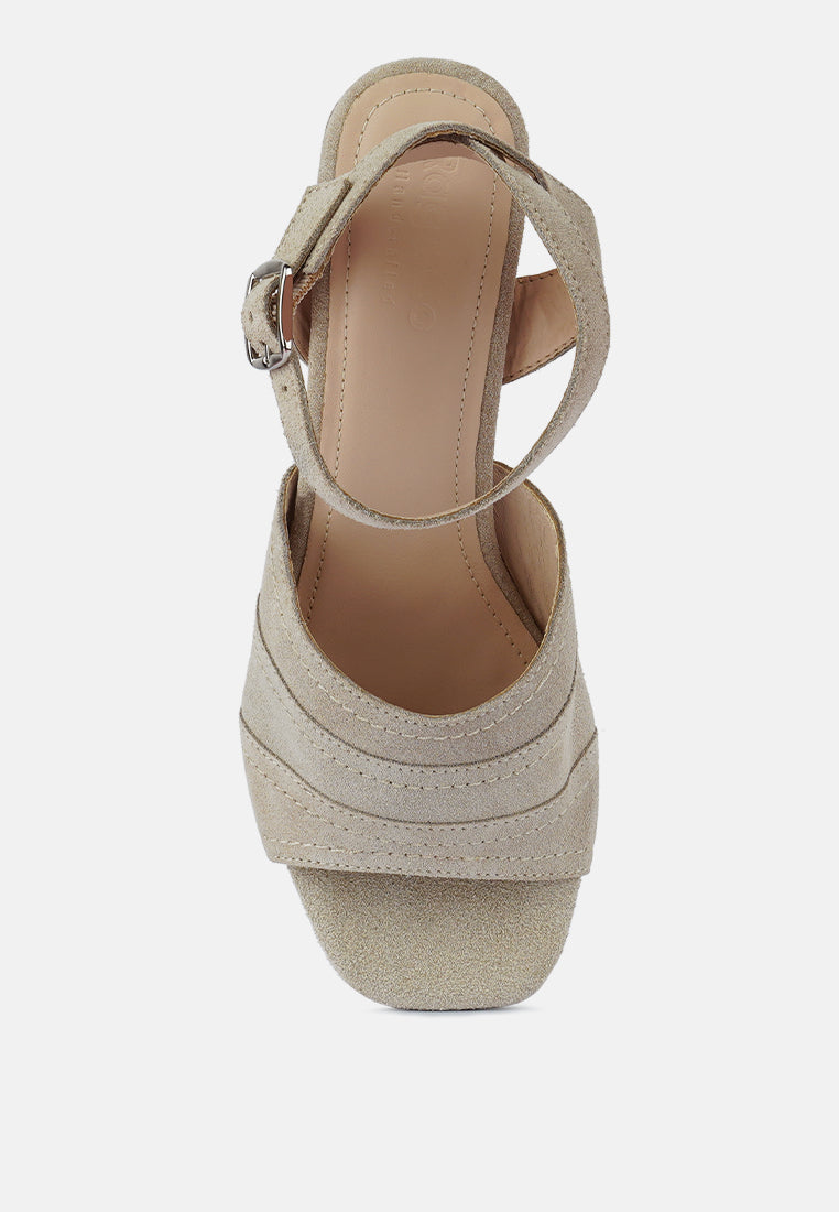 Sigrid Fine Suede Block Heeled Sandal - Tigbul's Variety Fashion Shop