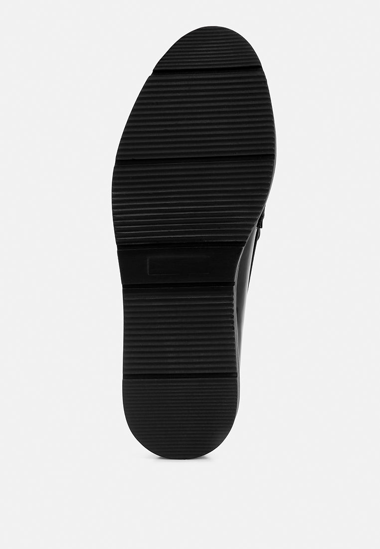 Sinclair Patent Faux Leather Heeled Loafers - Tigbul's Variety Fashion Shop