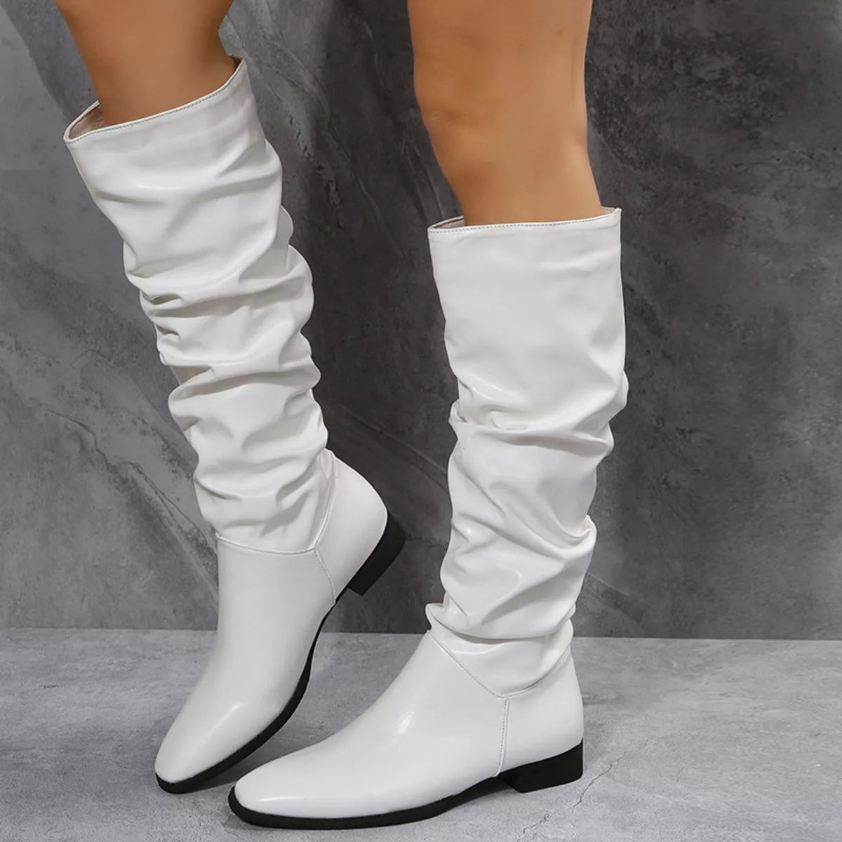 Slouchy Block Heel Boots - Tigbul's Variety Fashion Shop