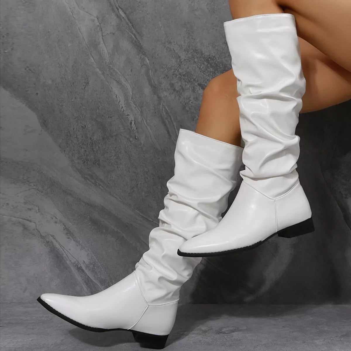 Slouchy Block Heel Boots - Tigbul's Variety Fashion Shop