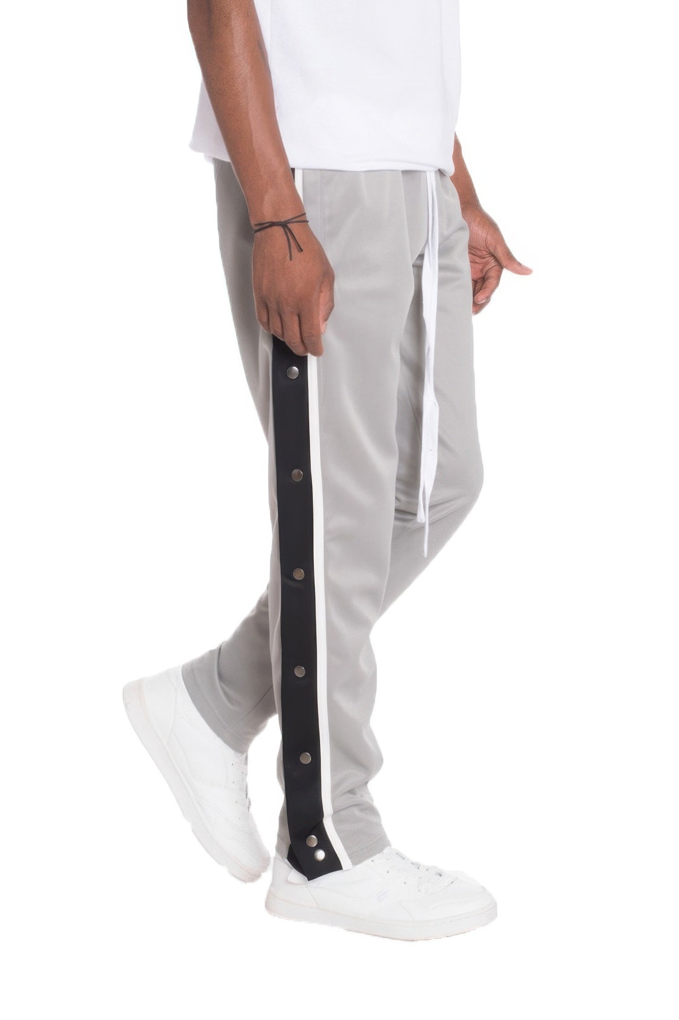 Snap Button Track Pants grey with black snap-button side panel