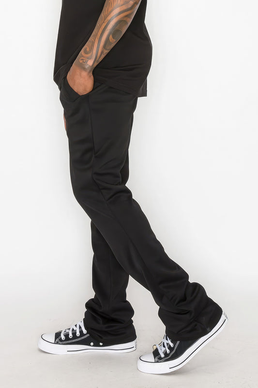 Solid Flare Stacked Track Pants - Tigbul's Variety Fashion Shop