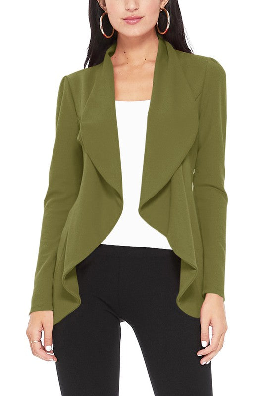 Solid, waist length blazer - Tigbul's Variety Fashion Shop