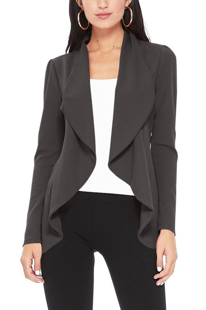Solid, waist length blazer - Tigbul's Variety Fashion Shop