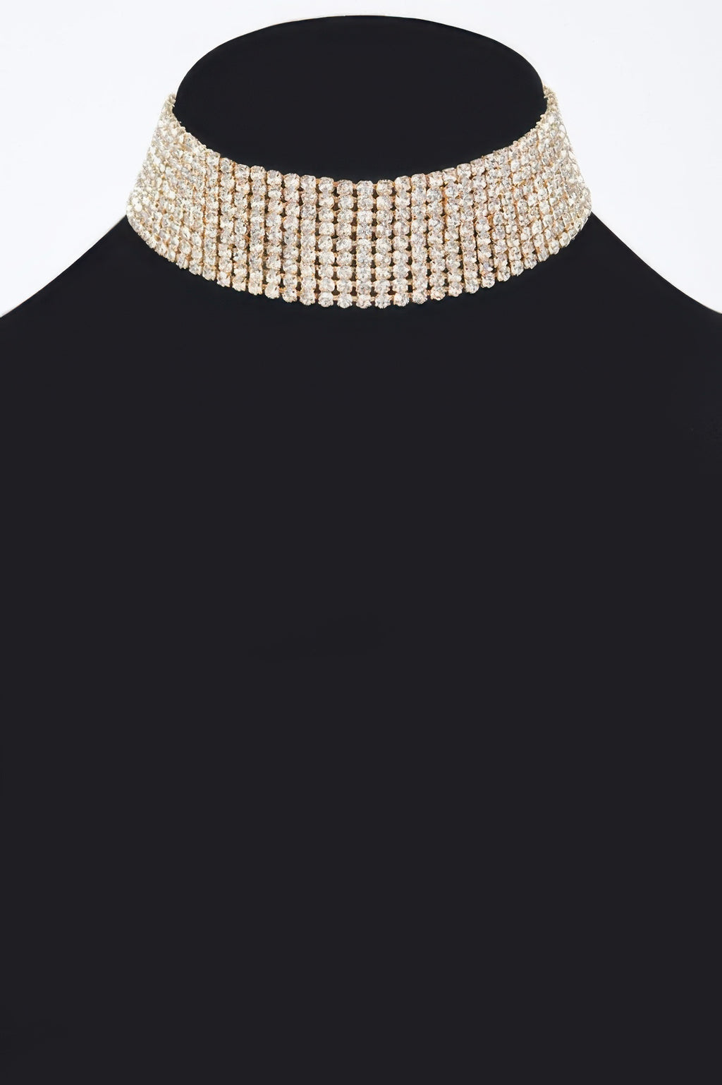Sparkle rhinestone choker necklace, gold-tone wide sparkle band