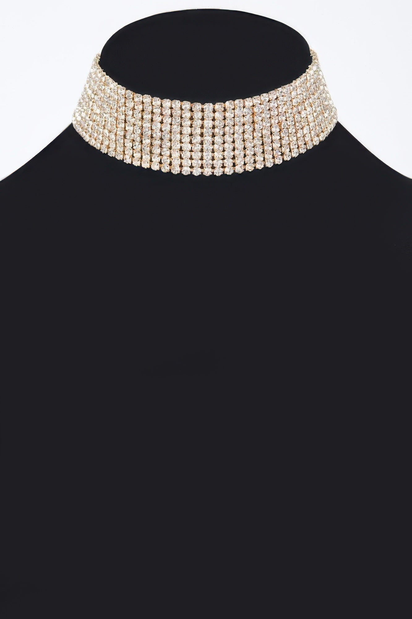 Sparkle rhinestone choker necklace, gold-tone wide sparkle band