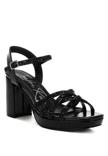 Sparks Fly Glitter Strappy Block Sandals - Tigbul's Variety Fashion Shop