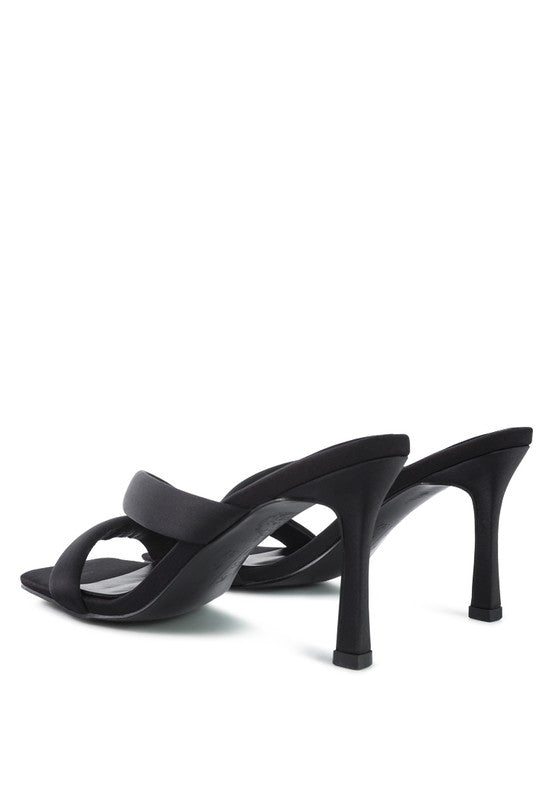 Black cross-strap high heels with crisscross upper and slim stiletto heel