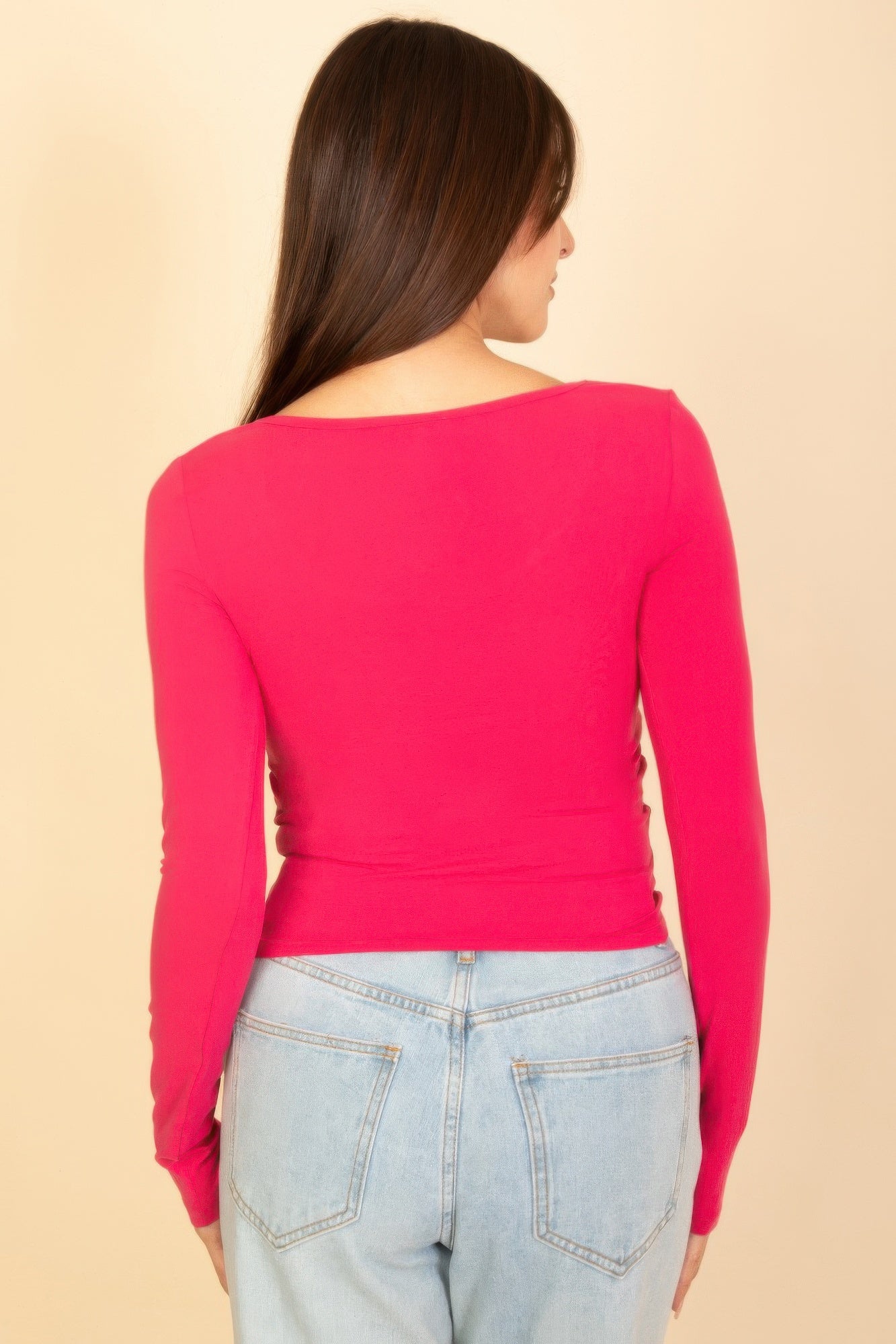 Square Neck Long Sleeve Top - Tigbul's Variety Fashion Shop