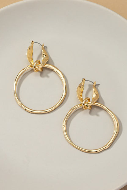 Statement hammered hoop drop earrings - Tigbul's Variety Fashion Shop