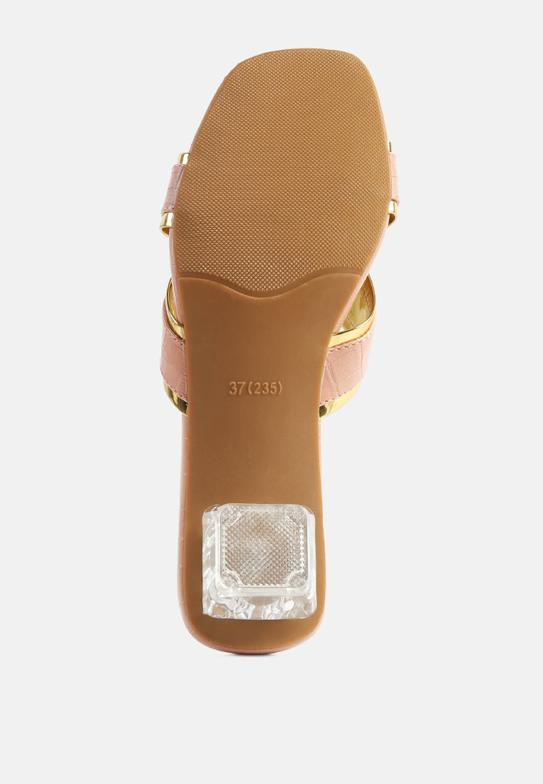 Stellar Gold Line Croc Sculpted Heel Sandals - Tigbul's Variety Fashion Shop
