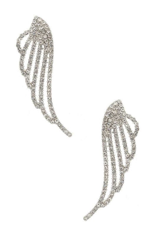 Stone Pave Wings earrings, silver-tone crystal pavé with vertical stripe rows