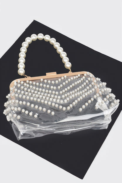 Stone Studded Transparent Clutch - Tigbul's Variety Fashion Shop