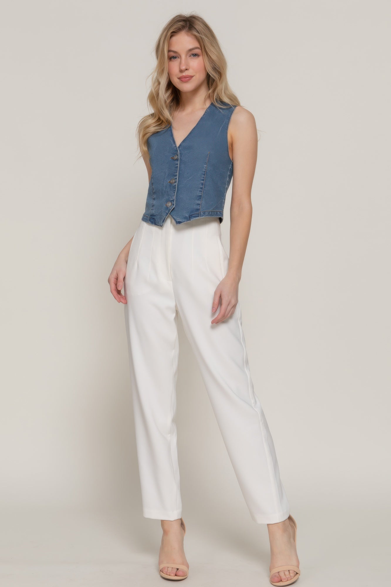 Stretch Denim Vest - Tigbul's Variety Fashion Shop