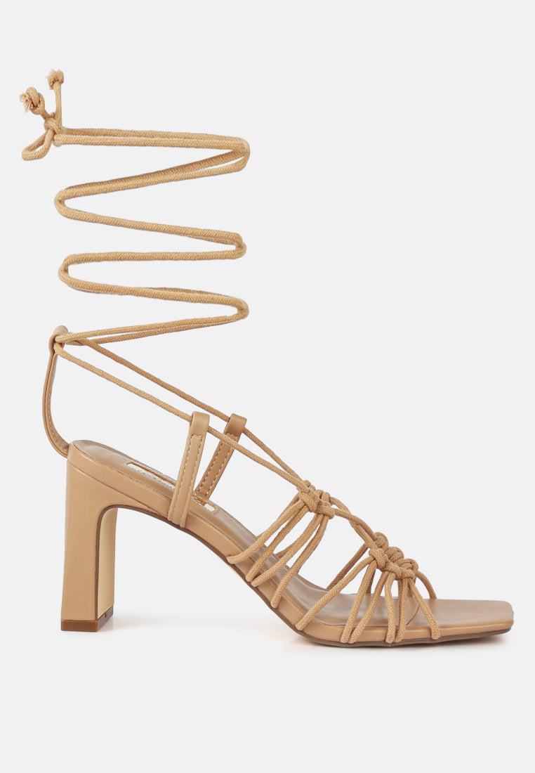 Strings Attach Lace Up Italian Block Heel Sandals - Tigbul's Variety Fashion Shop