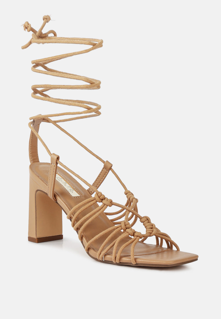 Strings Attach Lace Up Italian Block Heel Sandals - Tigbul's Variety Fashion Shop