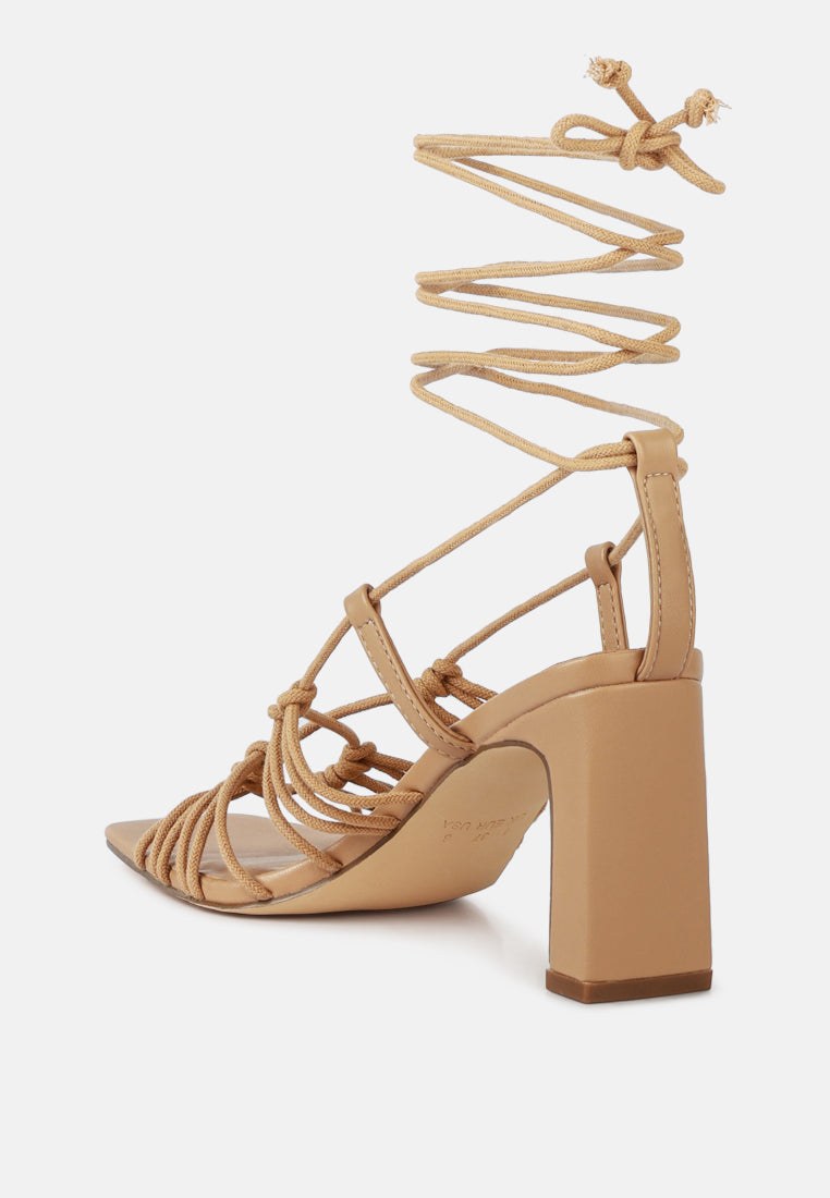 Strings Attach Lace Up Italian Block Heel Sandals - Tigbul's Variety Fashion Shop