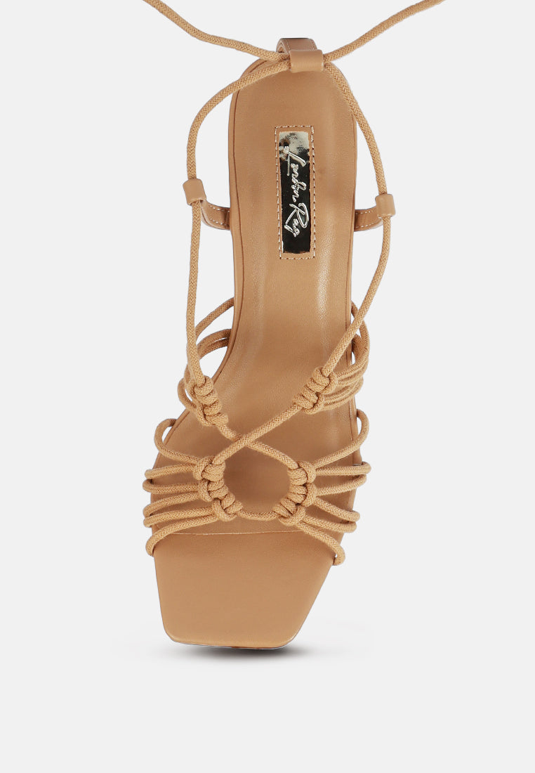 Strings Attach Lace Up Italian Block Heel Sandals - Tigbul's Variety Fashion Shop