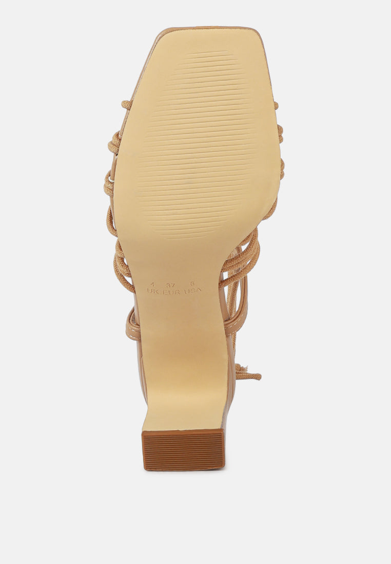 Strings Attach Lace Up Italian Block Heel Sandals - Tigbul's Variety Fashion Shop