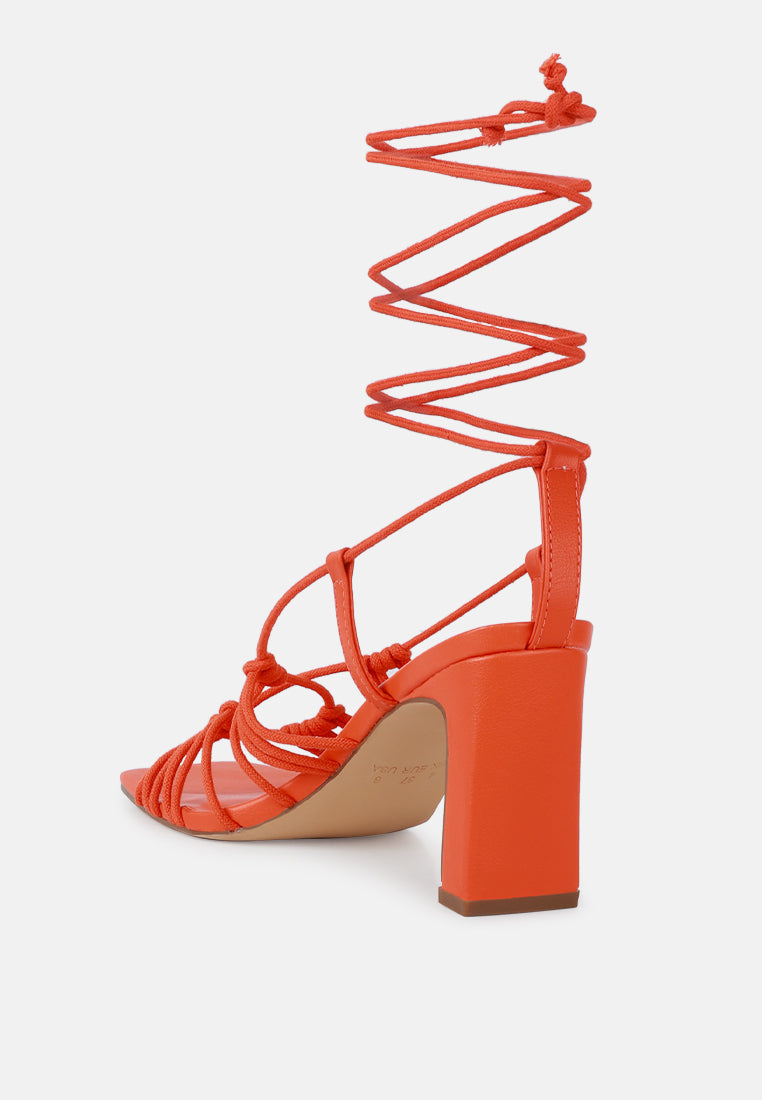 Strings Attach Lace Up Italian Block Heel Sandals - Tigbul's Variety Fashion Shop