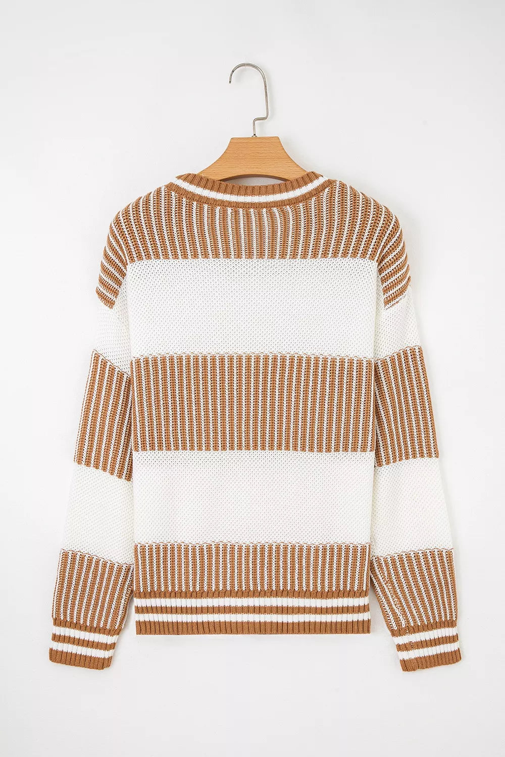 Striped Knit Long Sleeve Sweater - Tigbul's Variety Fashion Shop