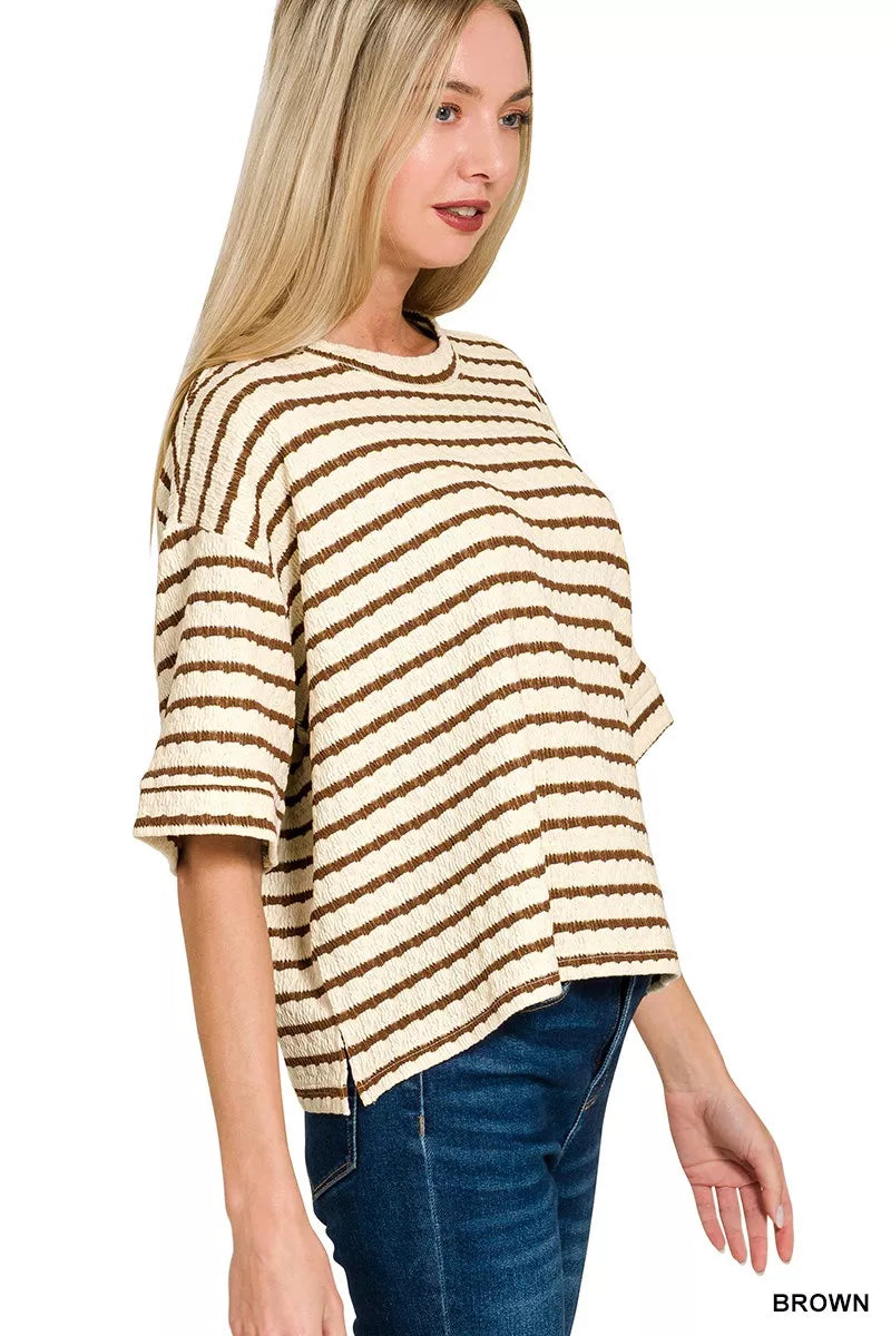 Striped Short Sleeve Tee & Shorts Set - Tigbul's Variety Fashion Shop