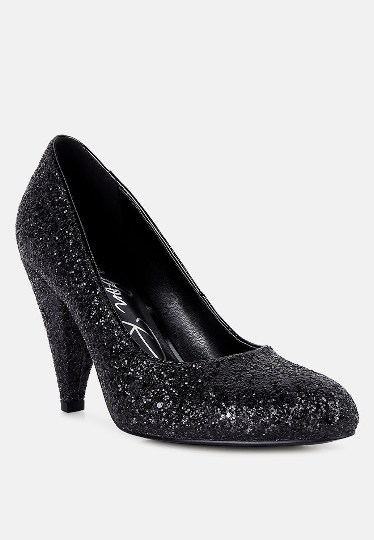 Sugar Plum Glitter Conical Heel Pumps - Tigbul's Variety Fashion Shop