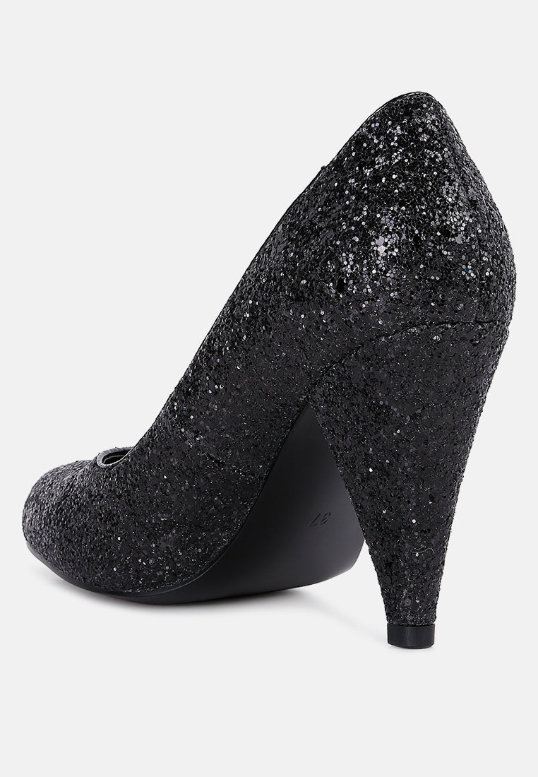 Sugar Plum Glitter Conical Heel Pumps - Tigbul's Variety Fashion Shop