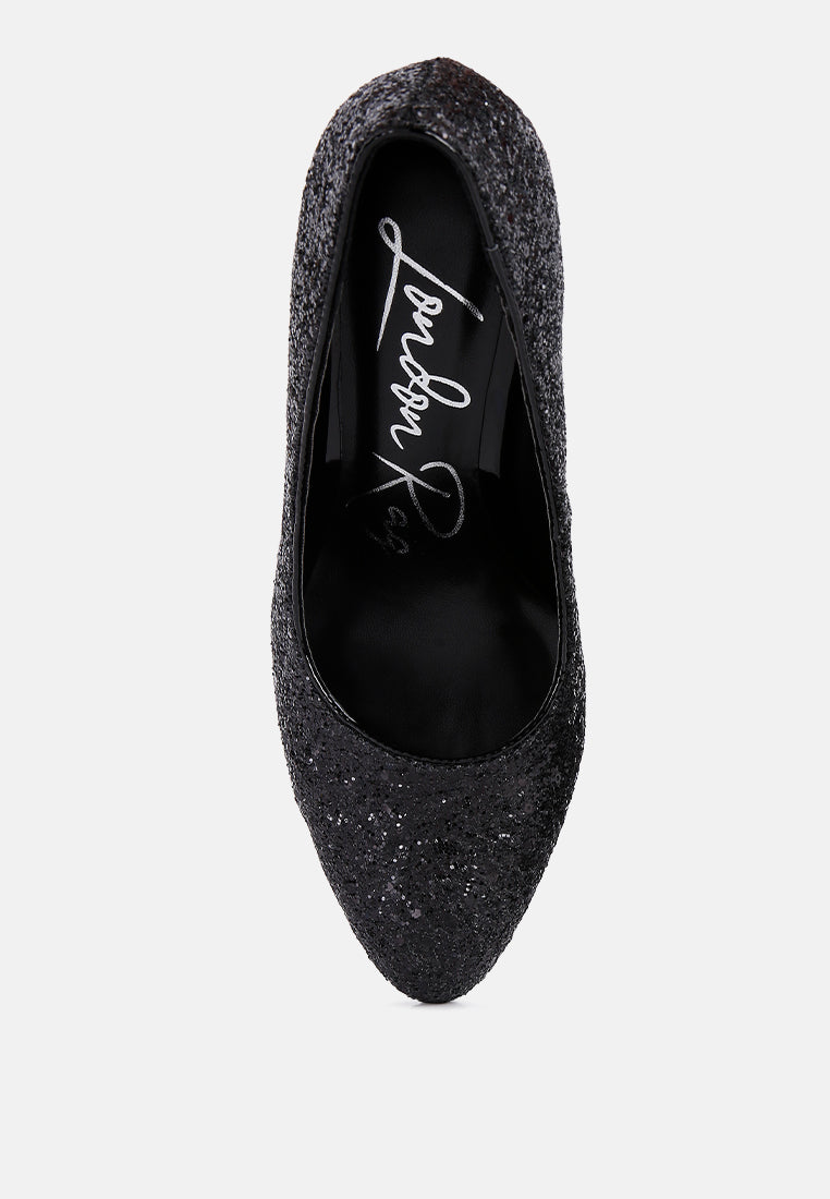 Sugar Plum Glitter Conical Heel Pumps - Tigbul's Variety Fashion Shop