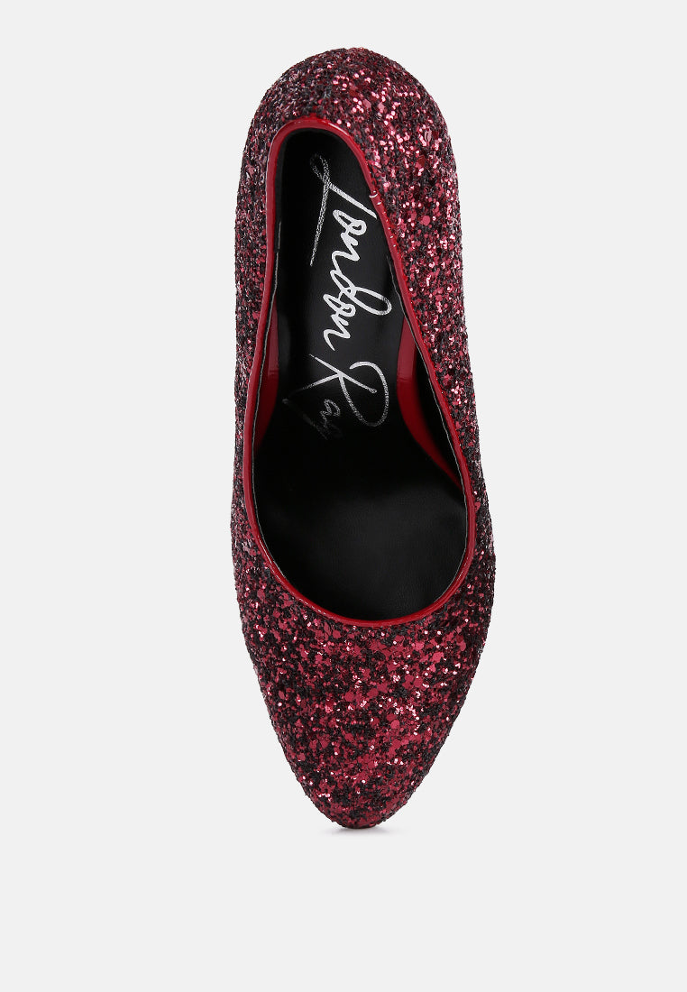 Sugar Plum Glitter Conical Heel Pumps - Tigbul's Variety Fashion Shop