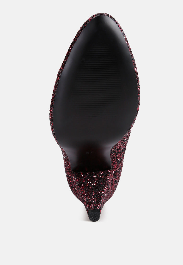 Sugar Plum Glitter Conical Heel Pumps - Tigbul's Variety Fashion Shop
