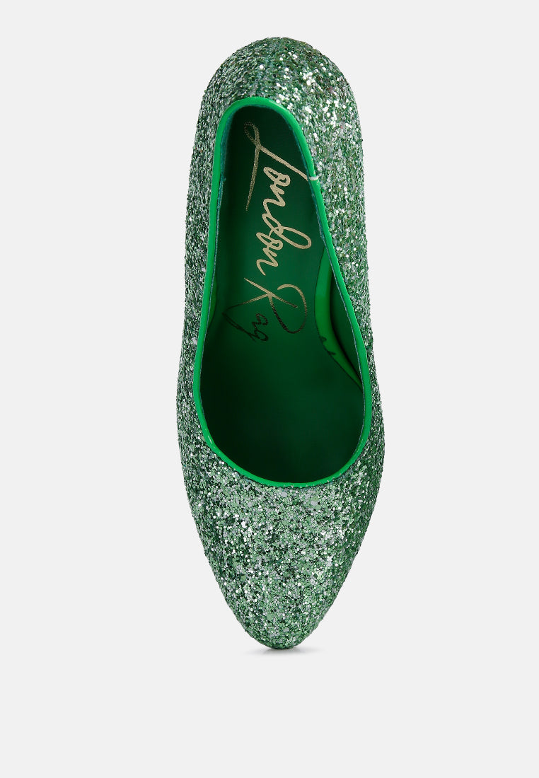 Sugar Plum Glitter Conical Heel Pumps - Tigbul's Variety Fashion Shop