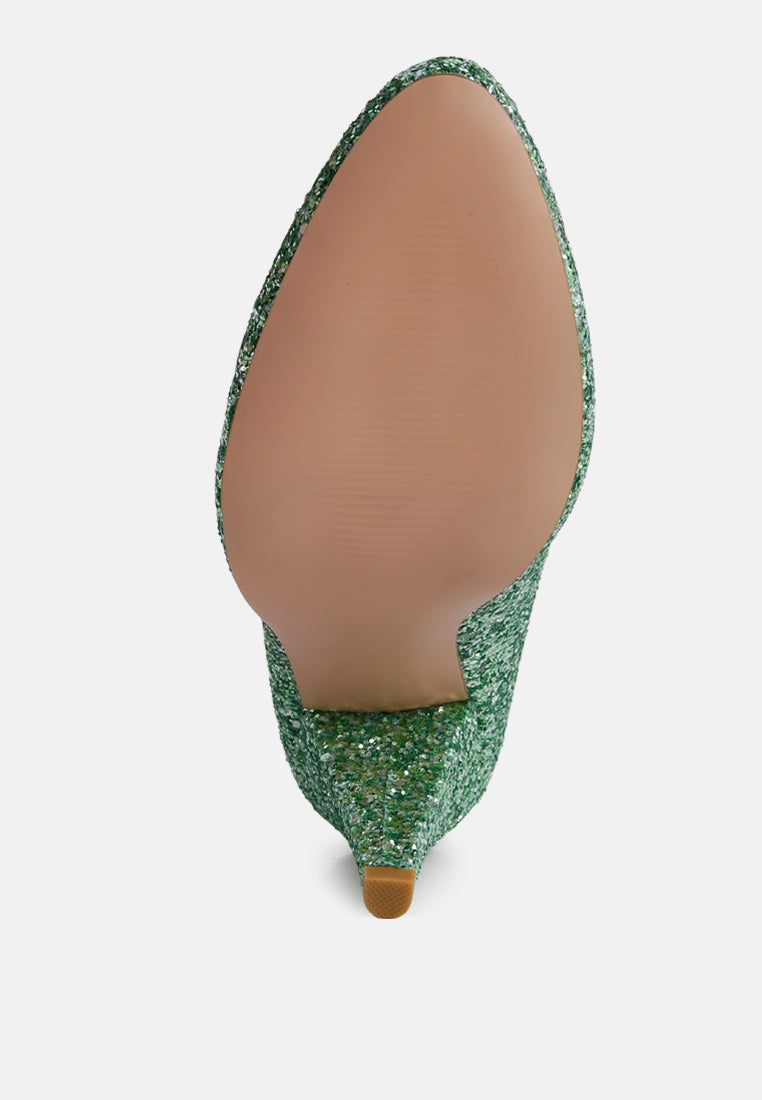 Sugar Plum Glitter Conical Heel Pumps - Tigbul's Variety Fashion Shop