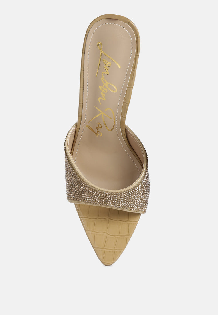 Sundai Rhinestone Embellished Stiletto Sandals - Tigbul's Variety Fashion Shop