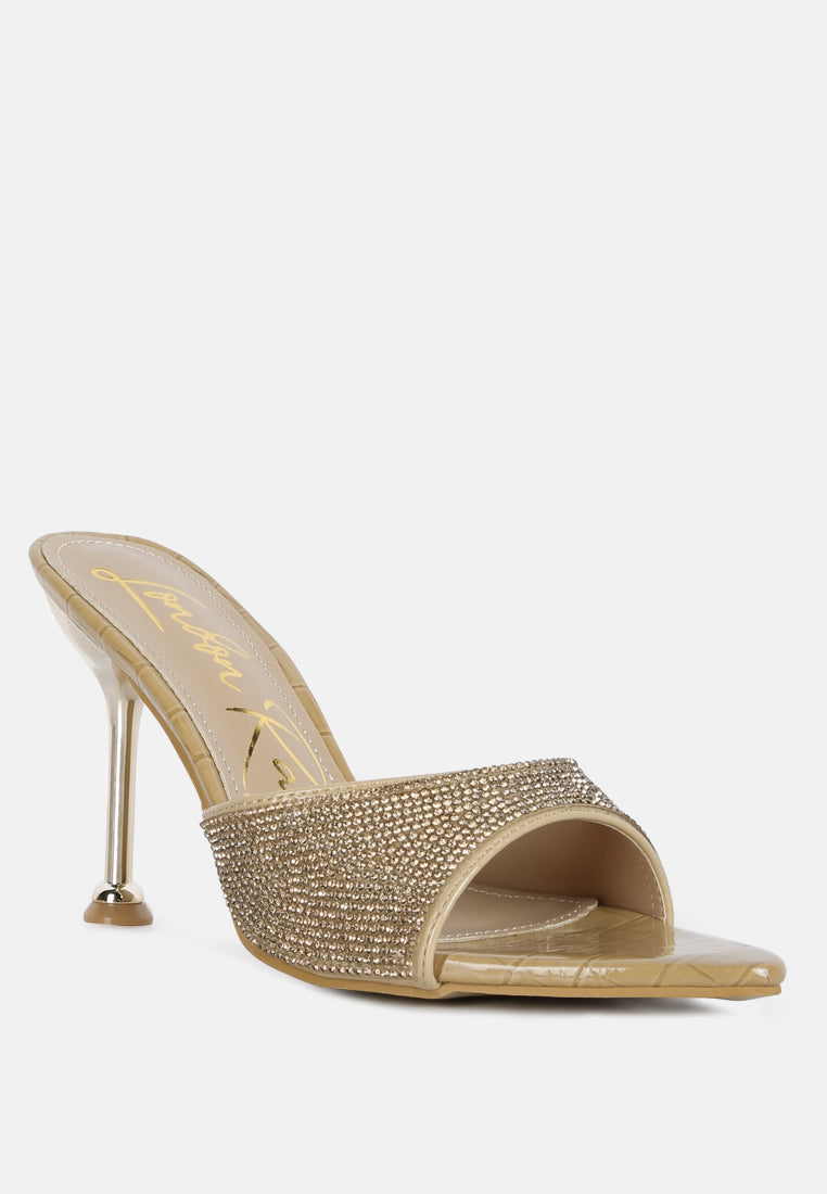 Sundai Rhinestone Embellished Stiletto Sandals - Tigbul's Variety Fashion Shop