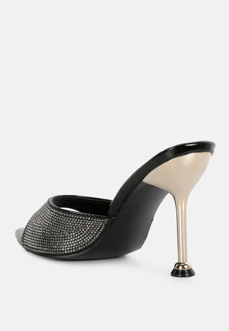 Sundai Rhinestone Embellished Stiletto Sandals - Tigbul's Variety Fashion Shop