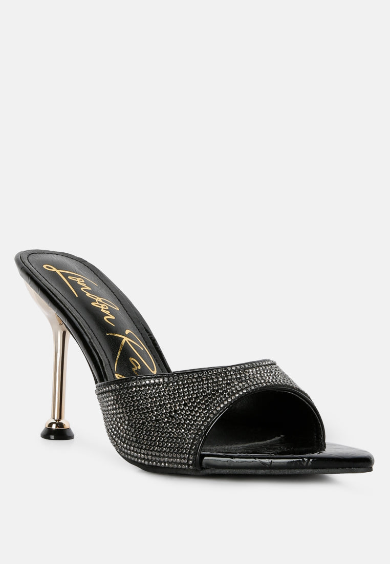 Sundai Rhinestone Embellished Stiletto Sandals - Tigbul's Variety Fashion Shop