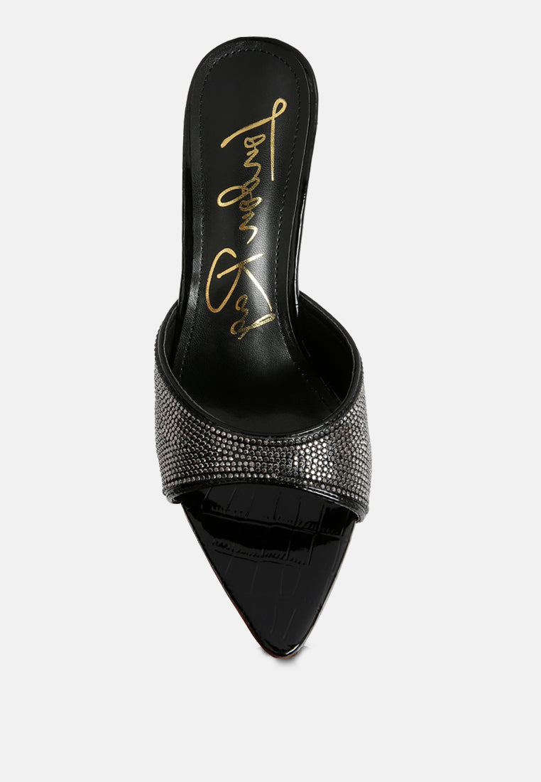 Sundai Rhinestone Embellished Stiletto Sandals - Tigbul's Variety Fashion Shop