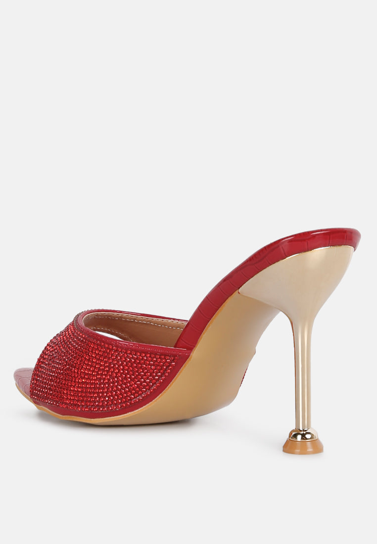 Sundai Rhinestone Embellished Stiletto Sandals - Tigbul's Variety Fashion Shop