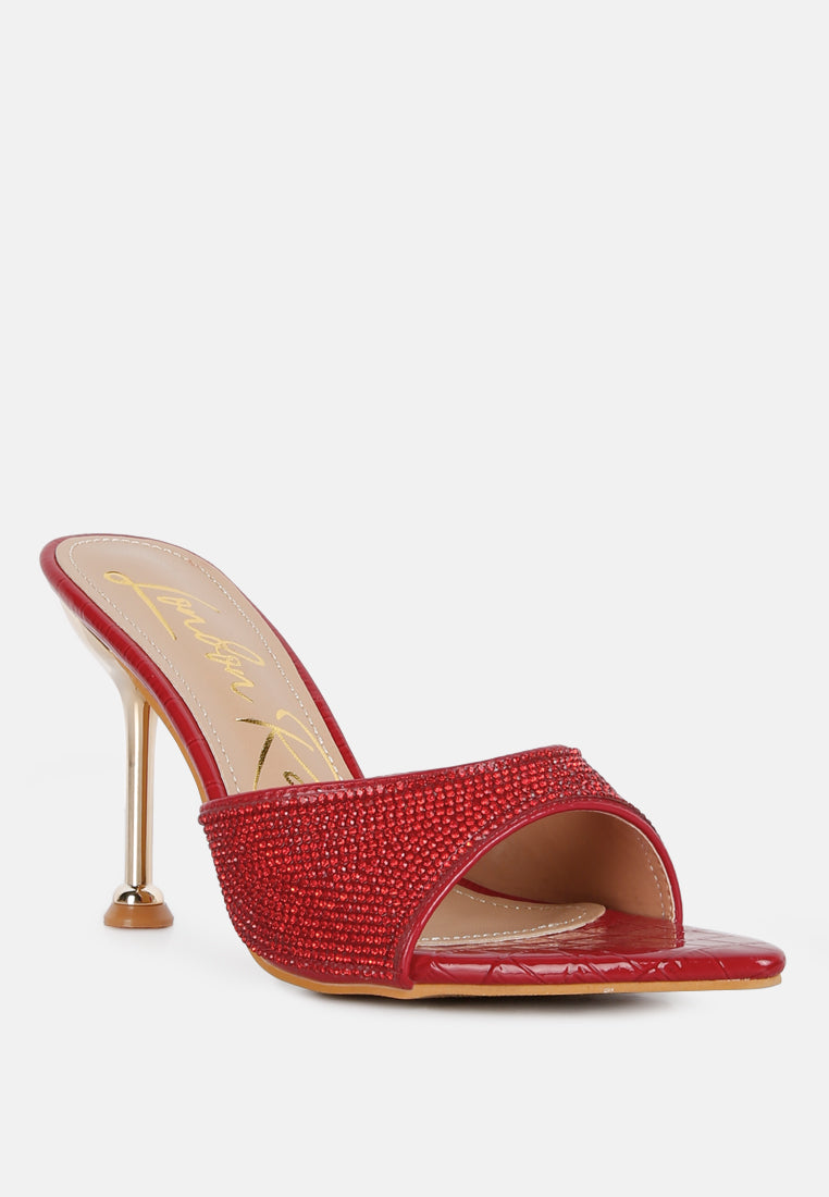 Sundai Rhinestone Embellished Stiletto Sandals - Tigbul's Variety Fashion Shop